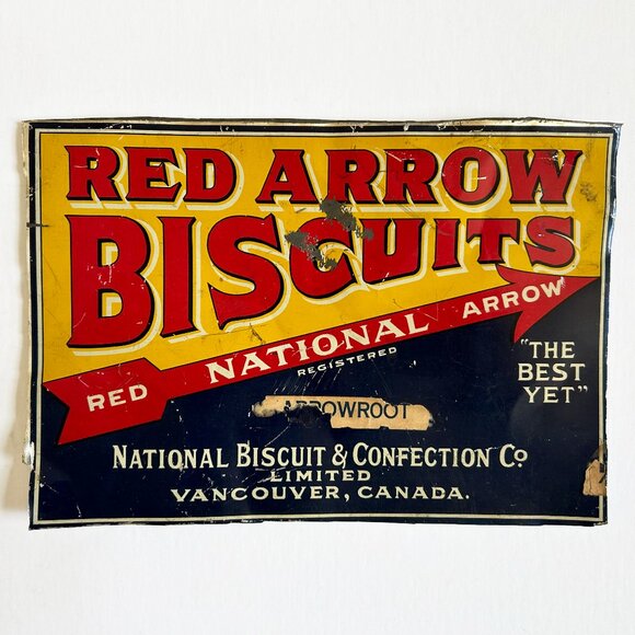 Vintage Red Arrow Biscuit Tin Sign - Picture 1 of 4